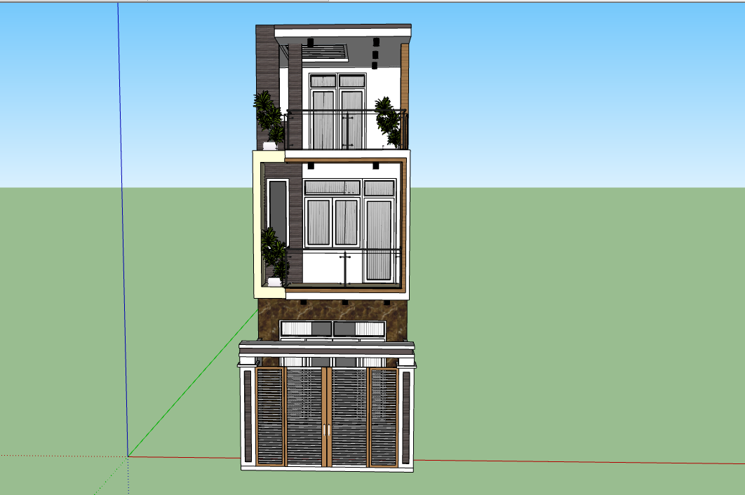 nhà phố 3 tầng,SU nhà 3 tầng,nhà 3 tầng sketchup,Model su nhà 3 tầng